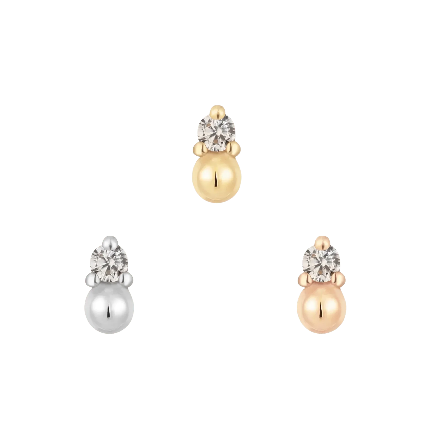 Piercing-zone - Wholesale Single Earring - Babe – CZ Dot – 14K Gold Threadless End7