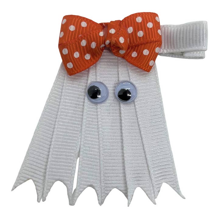 Bows For Belles, LLC - Wholesale Hair Bow - Kids - 06 Ghost Hand Crafted Halloween Ribbon Sculpture Hair Bow