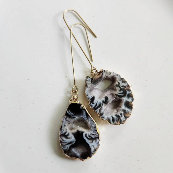 Sara Sela Jewelry - Wholesale Dangle Earrings - Gold Plated Agate/Druzy Dangle and Drop Earrings16