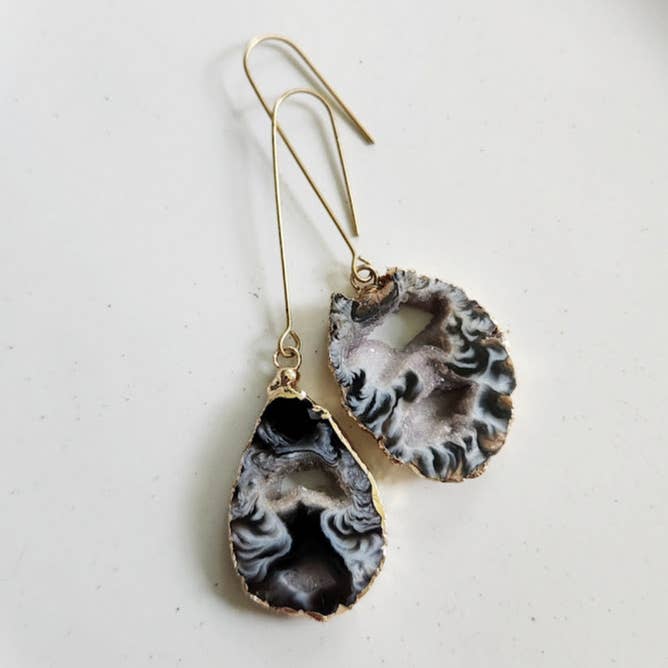Sara Sela Jewelry - Wholesale Dangle Earrings - Gold Plated Agate/Druzy Dangle and Drop Earrings16