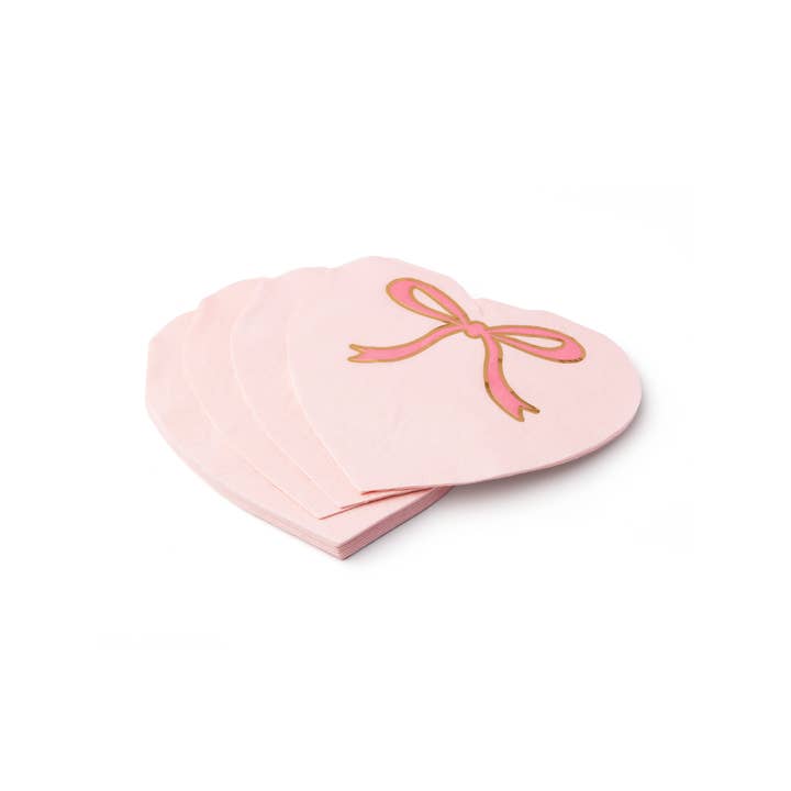 Bonjour Fête - Wholesale Disposable Napkin - PETAL PINK BOW HEART LARGE NAPKIN3