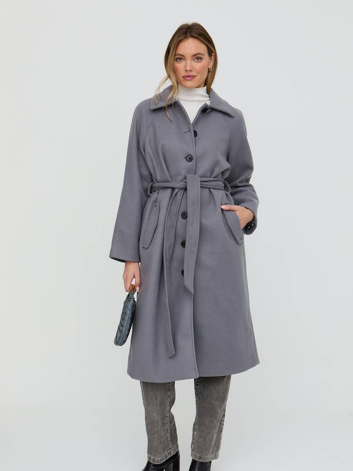 Pia Skræddersyet Frakke i Grå for engroshandel hos Lily and Lionel