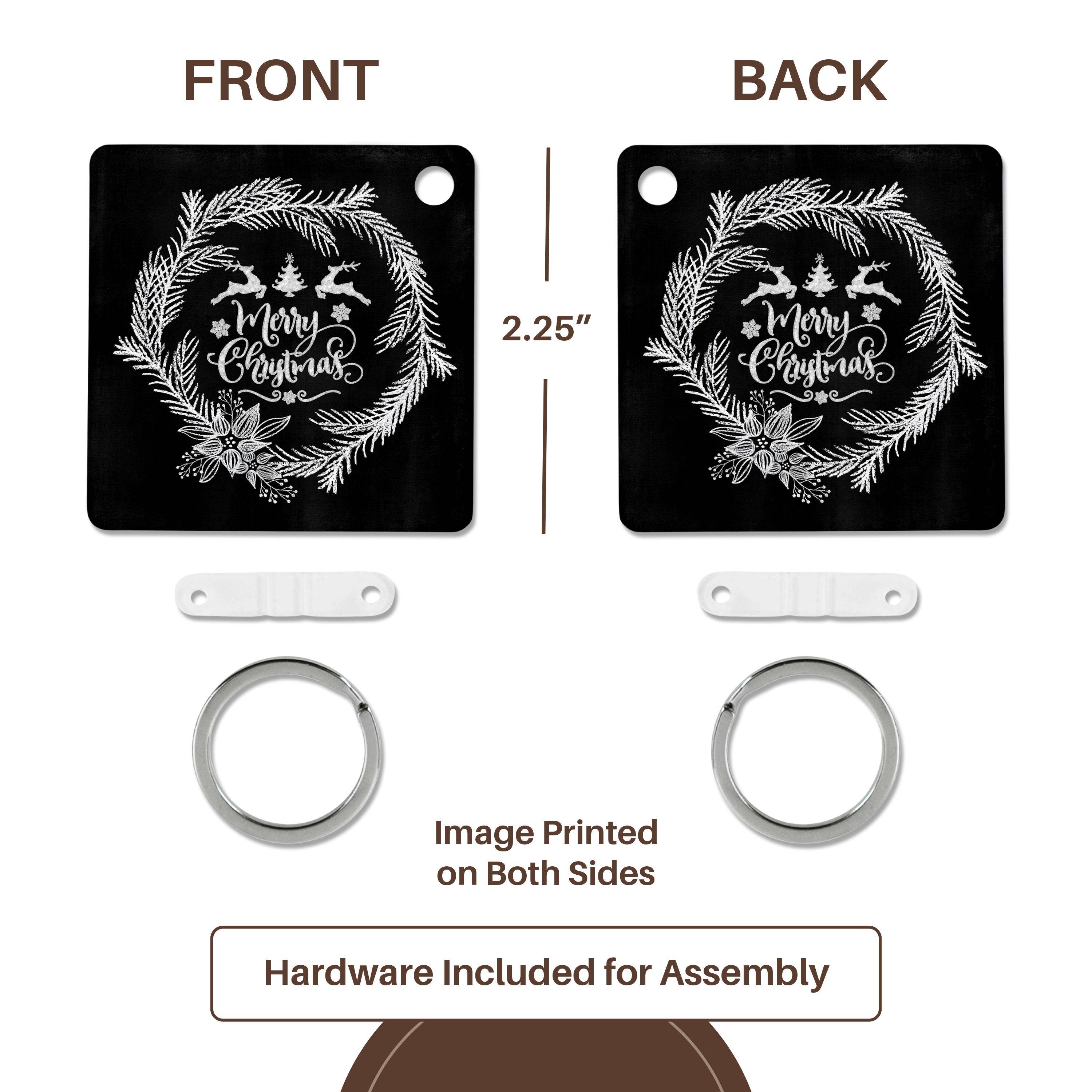 3dRose - Wholesale Keychain - Unisex - 3dRose, Merry Christmas-Trendy Chalkboard Xmas Wreath and Typography, Key Chain4