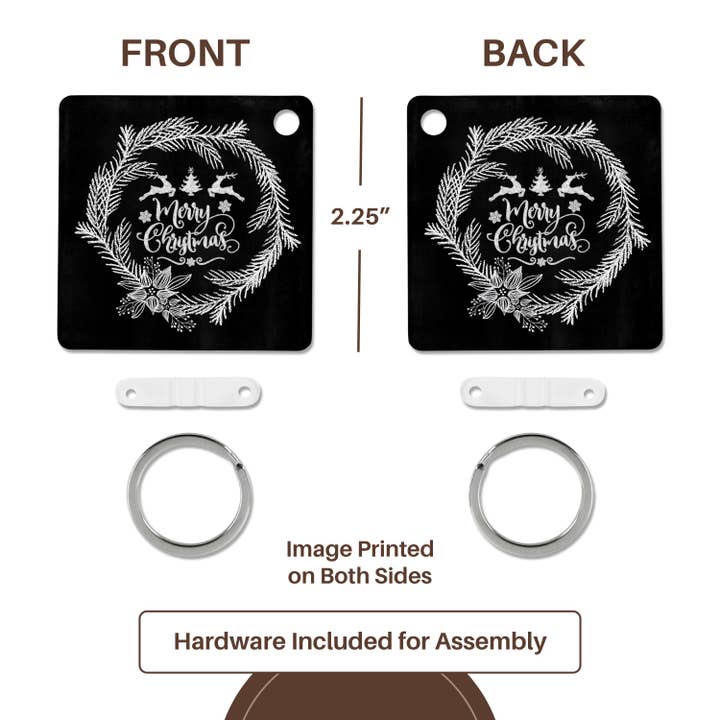3dRose - Wholesale Keychain - Unisex - 3dRose, Merry Christmas-Trendy Chalkboard Xmas Wreath and Typography, Key Chain4