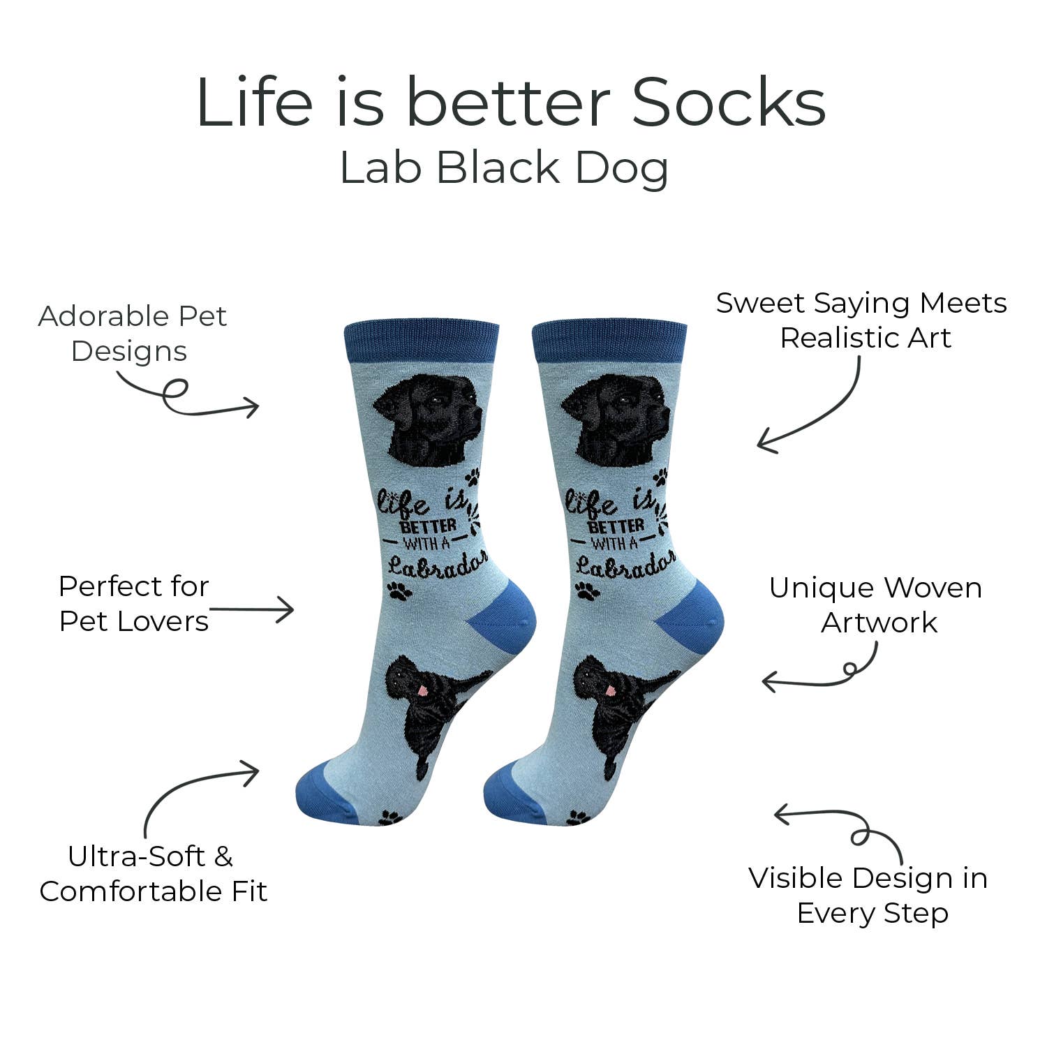 E&S Pets – wholesale Strumpor - Unisex – Svart Labrador - Roliga Novelty hundstrumpor - Unisex1