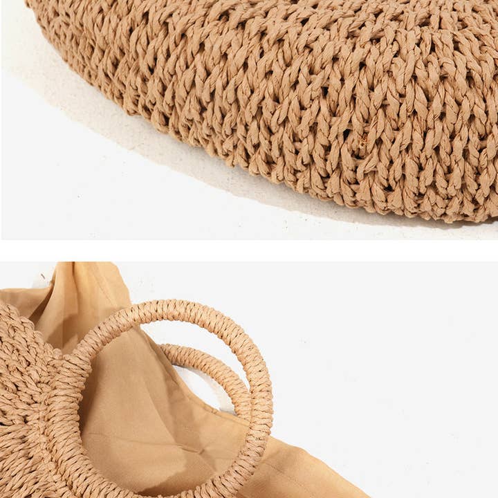 Funkyrel® Atzbranding Limited - Wholesale Tote Bag - Women's - Baggie - Handwoven Half-Moon Straw Tote Bag