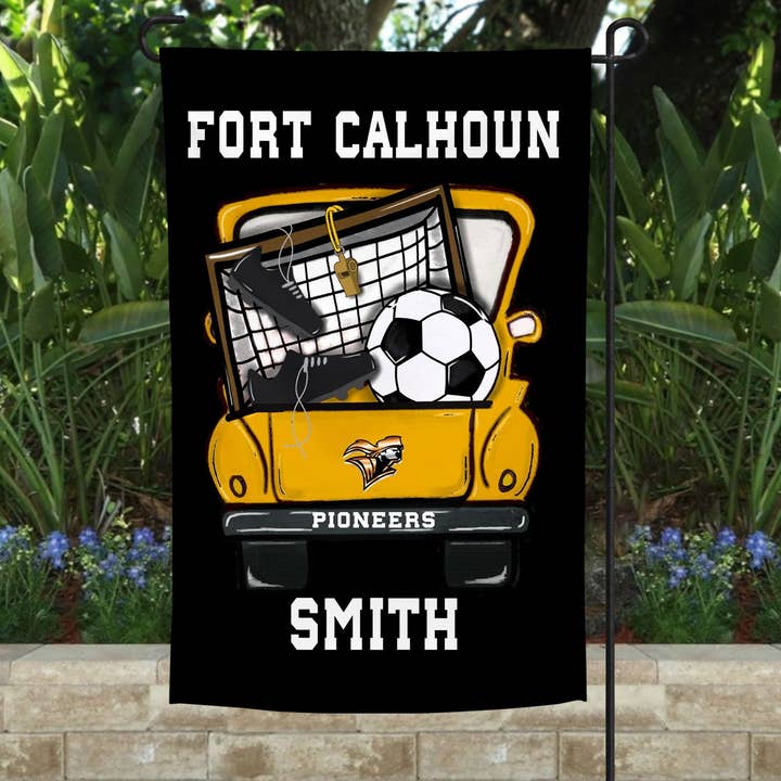 Fort Calhoun High School Soccer Flag for wholesale by Traci's Fun Creations