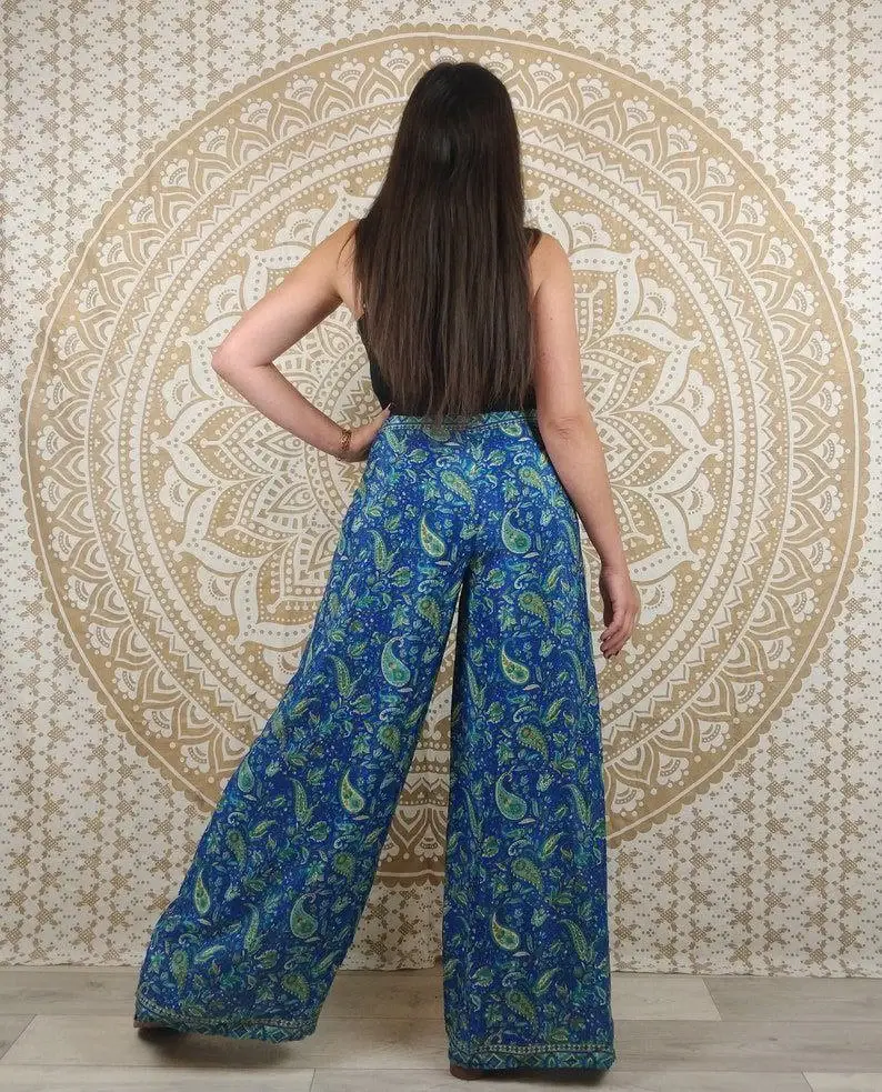 Bhawana Handicrafts - Wholesale Pants - Women's - 5 Piece Lot, Women Thai Pants in Indian Silk Boho Wrap Paint4