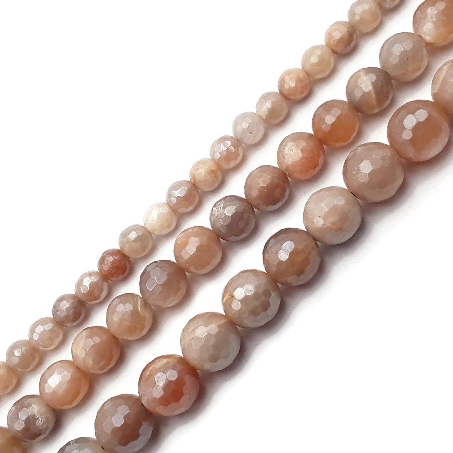 CRCBEADS - Wholesale Beads - Coated Peach Moonstone faceted Round Beads 6mm 8mm 10mm0