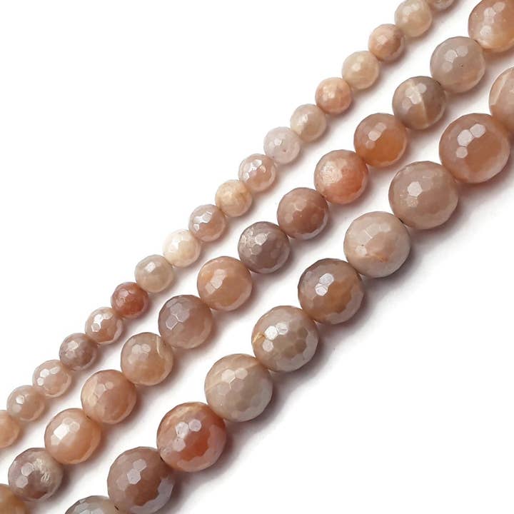 CRCBEADS - Wholesale Beads - Coated Peach Moonstone faceted Round Beads 6mm 8mm 10mm