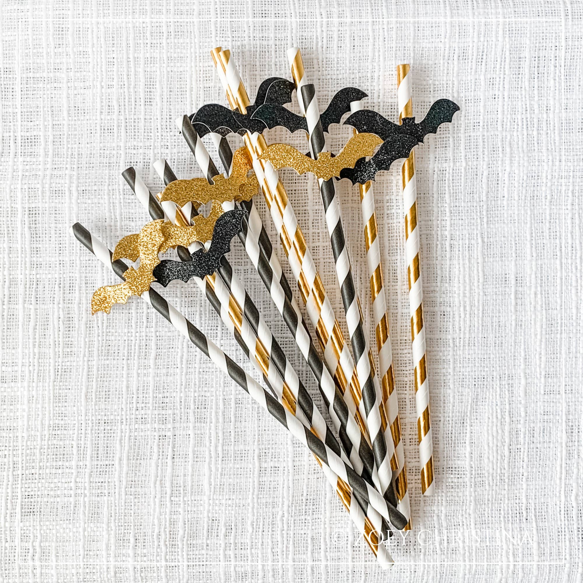 Zoey Christina – wholesale Drinking straw – Halloween Party Supplies 12 Pack - Glitter bat straws3