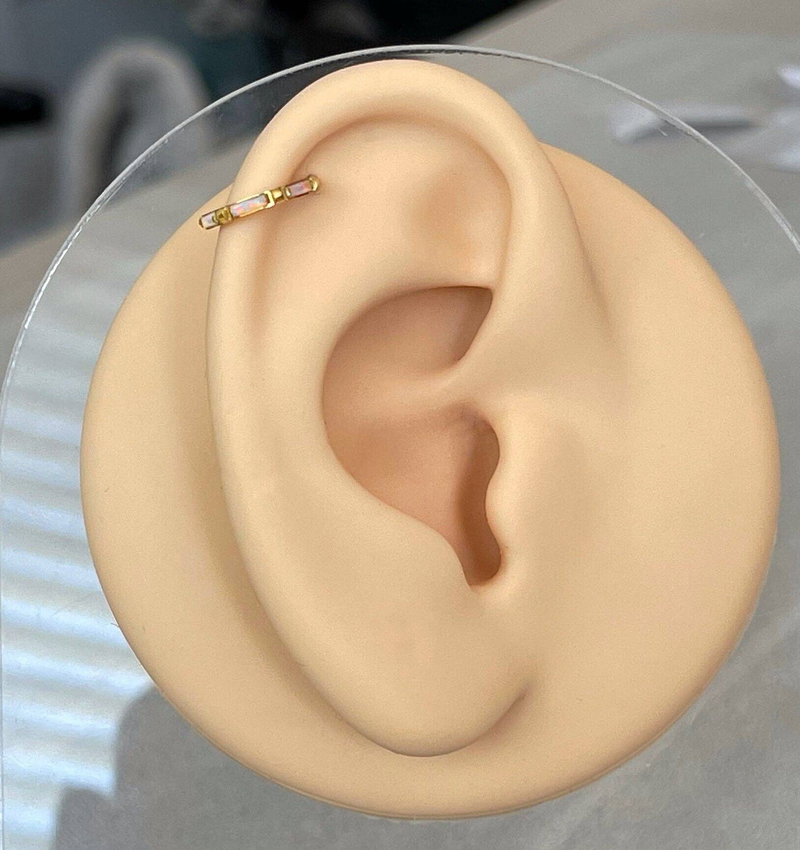 Elara Body Jewelry - Wholesale Single Earring - Gold Opal Conch or Helix Earring (16G | 8mm or 10mm | Titanium | Several Color Options)8