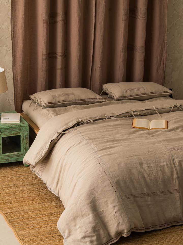 Minimalist Linen Floret Duvet Cover – Fine Embroidery for wholesale by Live Linen