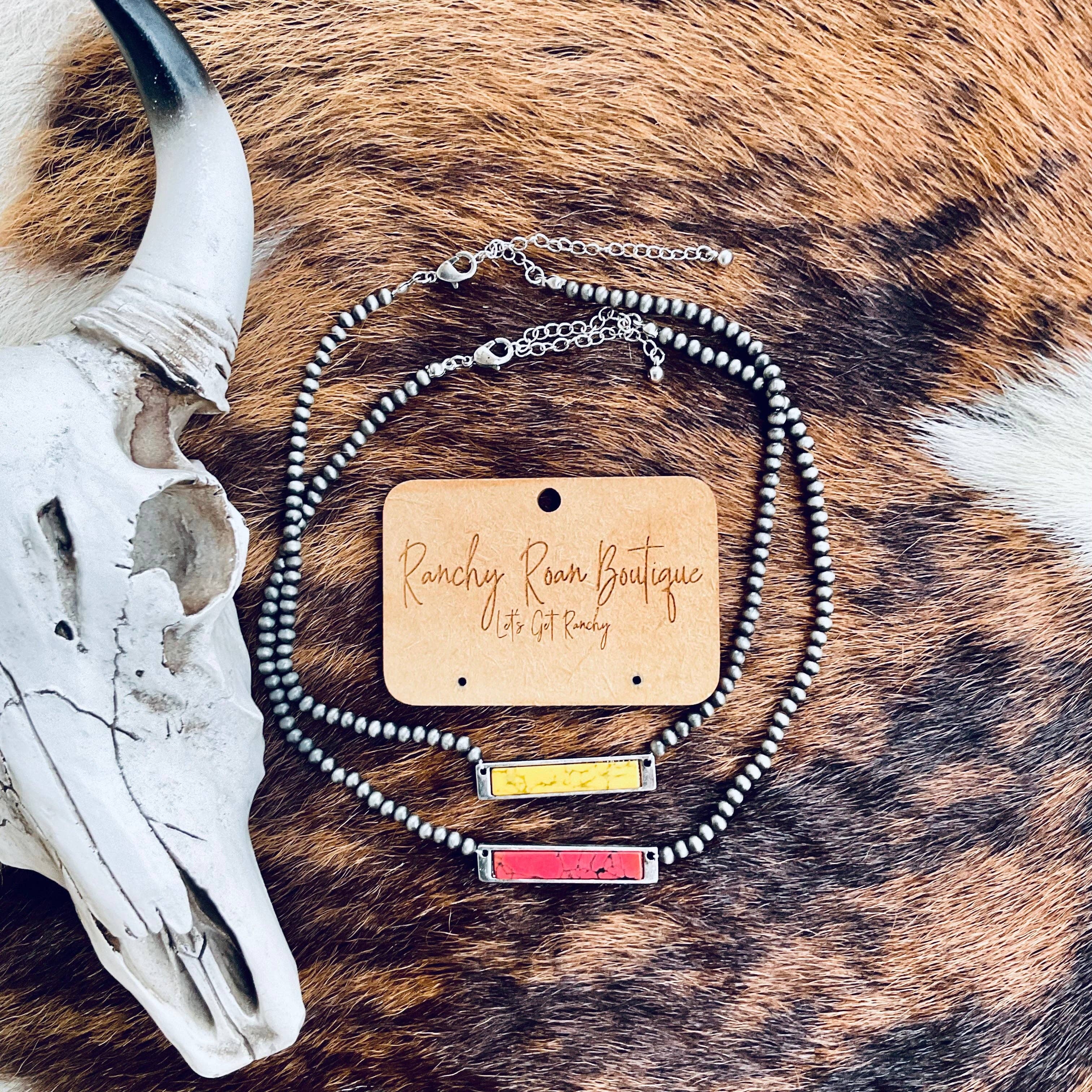 Ranchy Roan Boutique - Wholesale Choker/Collar - Western Stone Bar Pendant Choker Necklace1