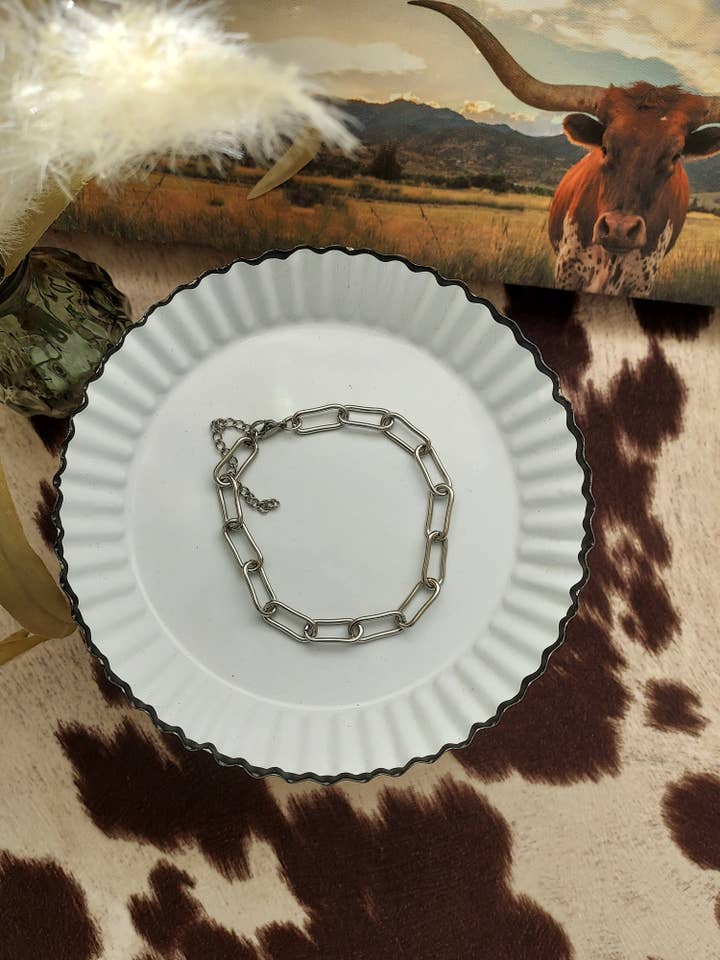 Bulky paperclip chain stacker bracelet for wholesale by The peachy cactus boutique