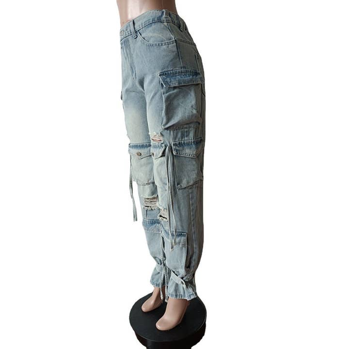 MB Fashion Wholesale - Wholesale Jeans - Women's - MB FASHION ELASTICATED WAIST DENIM PANTS 8483LY1