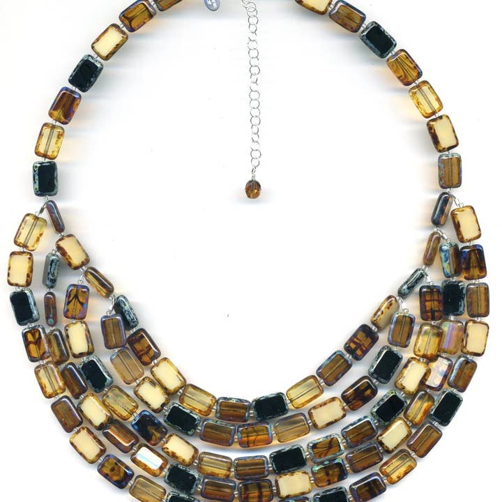 Earthy Mix Statement-Halskette mit 5 Strängen und Perlen für den Großhandel von Stefanie Wolf Designs