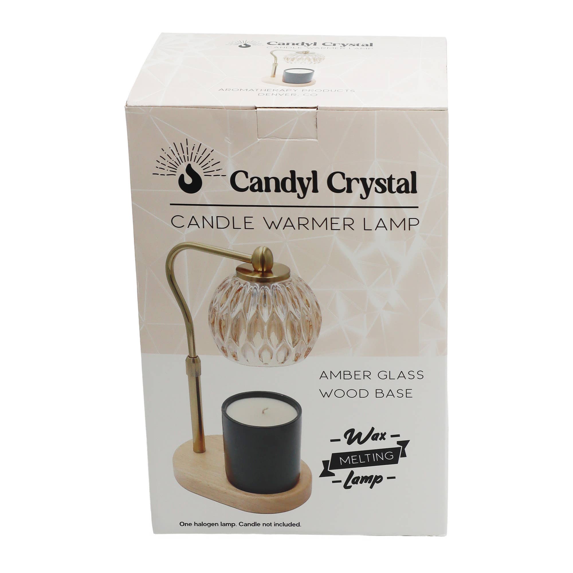 Candyl - Vente Chauffe-cire - Lampe chauffe-bougies, verre de cristal et base en bois, doré8