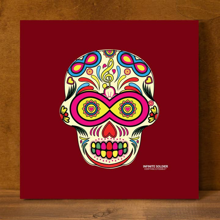 Sugar Skull To Infinity Mounted Canvas Print - RED for wholesale by Infinite Soldier