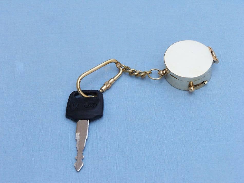 Hampton Nautical – Engroshandel Nøglering - Unisex – Solid messing kompas med låg nøglering 13 cm2