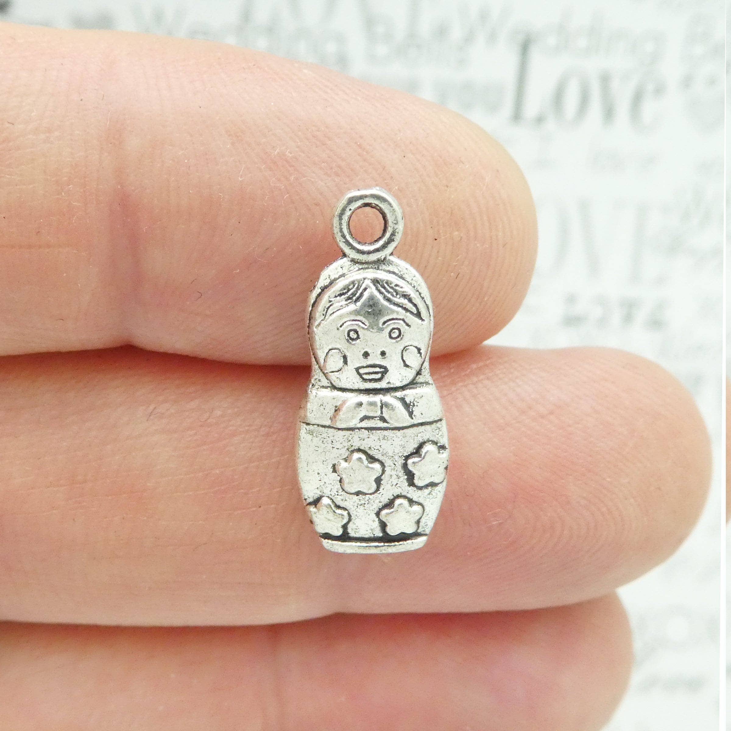 Treasure Island - Wholesale Individual Charm/Pendant - 6 Silver Russian Doll Charm Pendant by TIJC SP04210