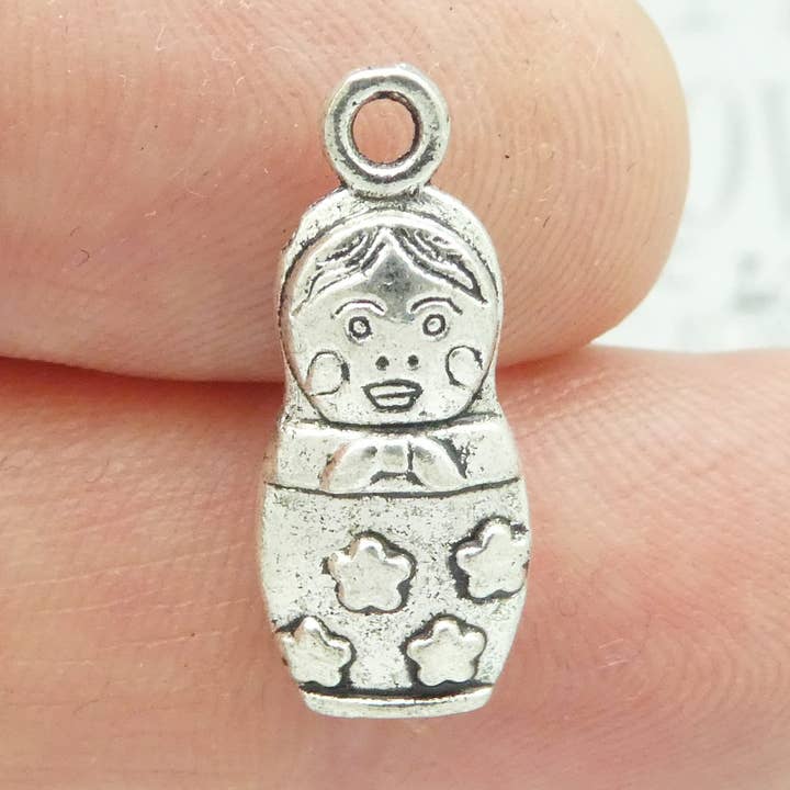 Treasure Island - Wholesale Individual Charm/Pendant - 6 Silver Russian Doll Charm Pendant by TIJC SP04210