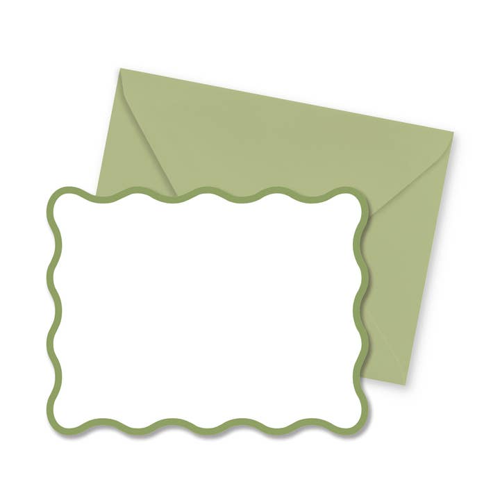 Cartes de notes vertes ondulées | Lot de 8 pour la vente par Ellen Davis Creative