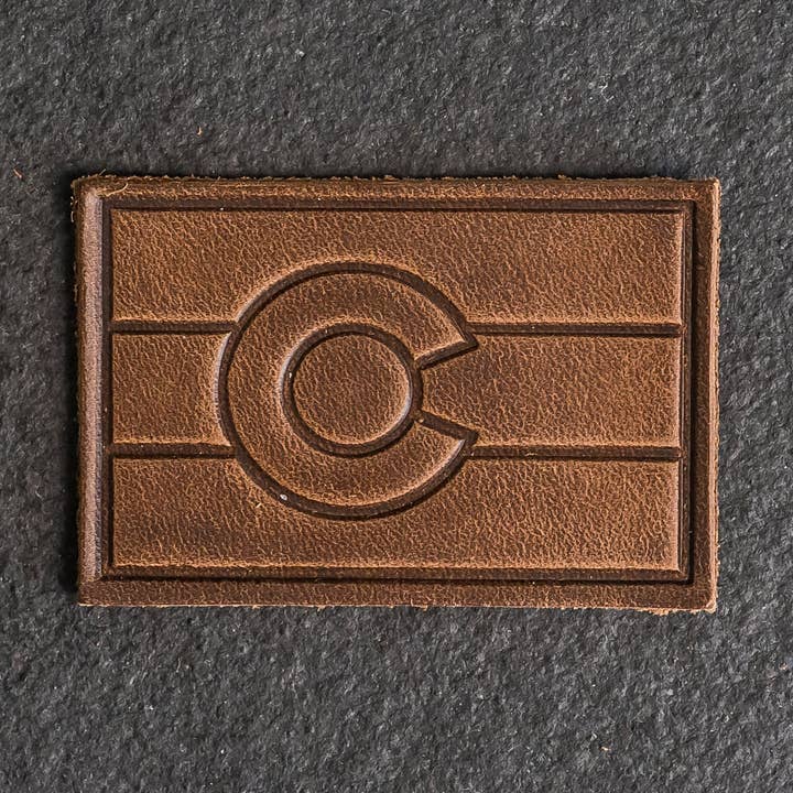 Colorado Flag Leather Patches with Optional Hook and Loop Fastener for wholesale by Ox & Pine