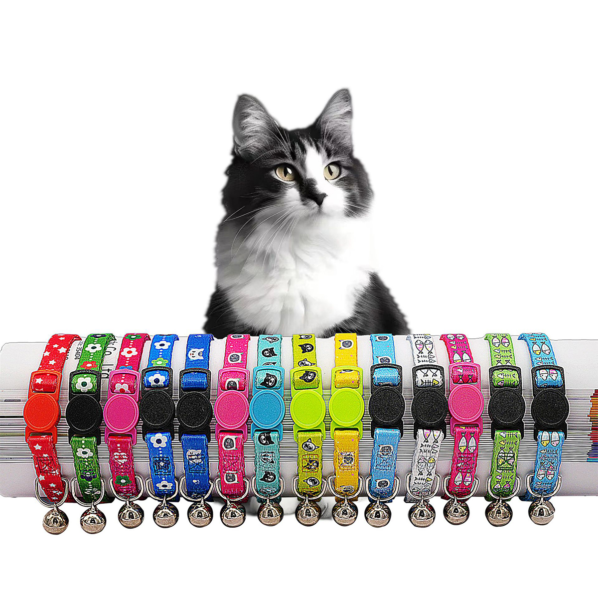 PAWPAWwholesale - Wholesale Pet Collar - Cat - ful Printed Cat Collar with Bell - Adjustable_CWMM744315