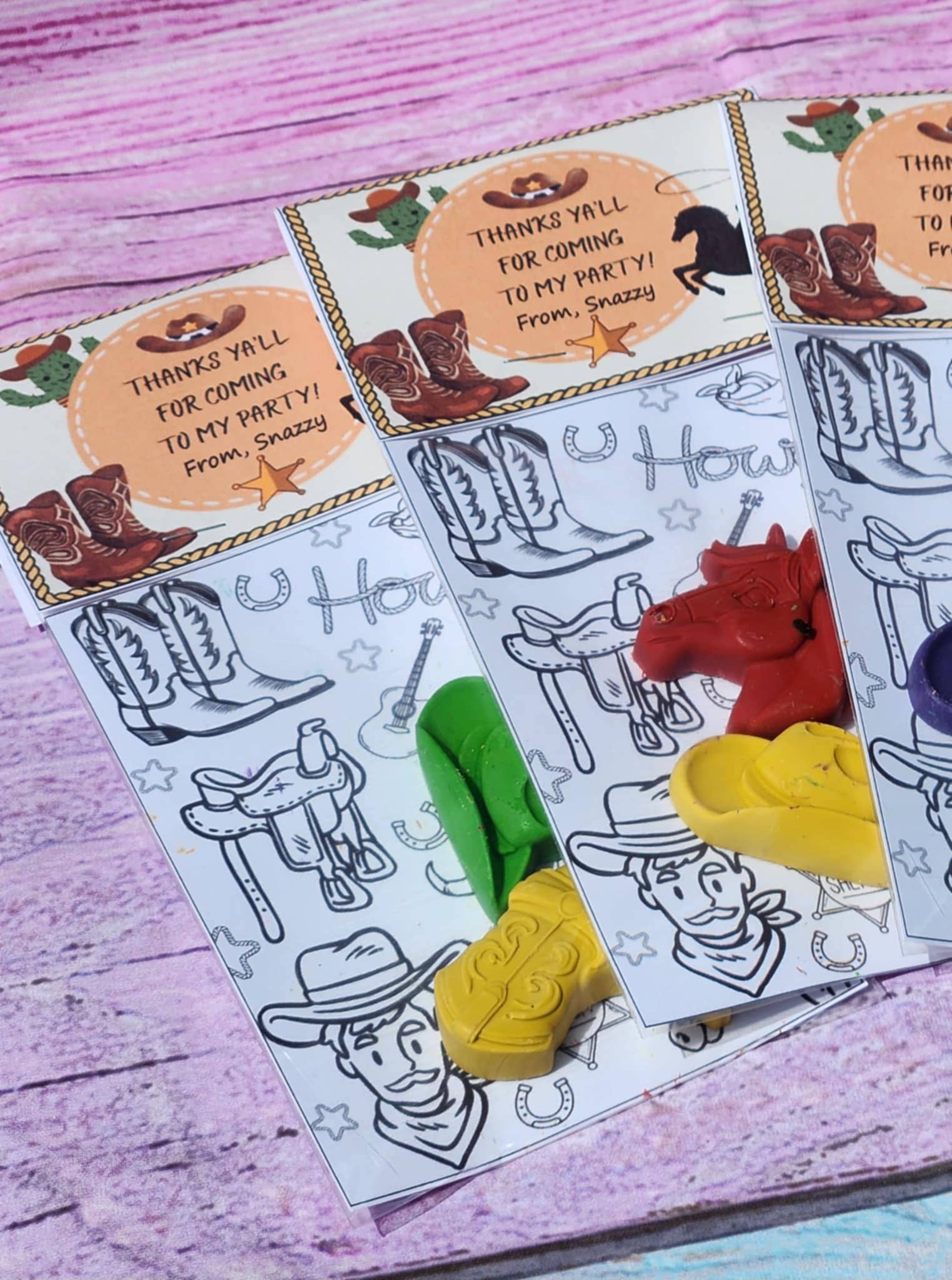 Snazzy Crayons - Wholesale Party gift - Cowboy Themed Coloring Kits with Crayons, Party Fillers 2