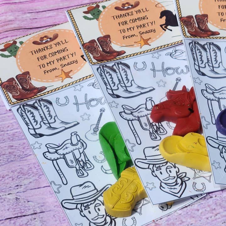 Snazzy Crayons - Wholesale Party gift - Cowboy Themed Coloring Kits with Crayons, Party Fillers 2