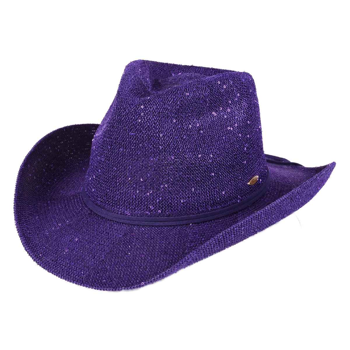 Fashion City – wholesale Cowboyhatt - Dam – Paljett Cowboyhatt med mocka String15