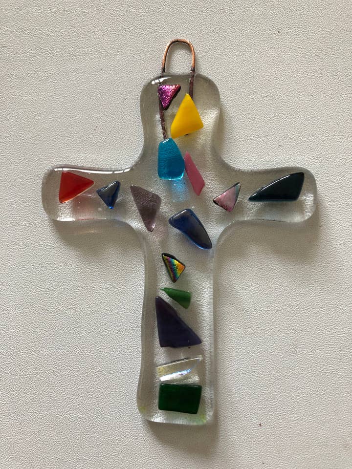 Mosaic Cross Wall Hanging for wholesale by Ally Glass Studio