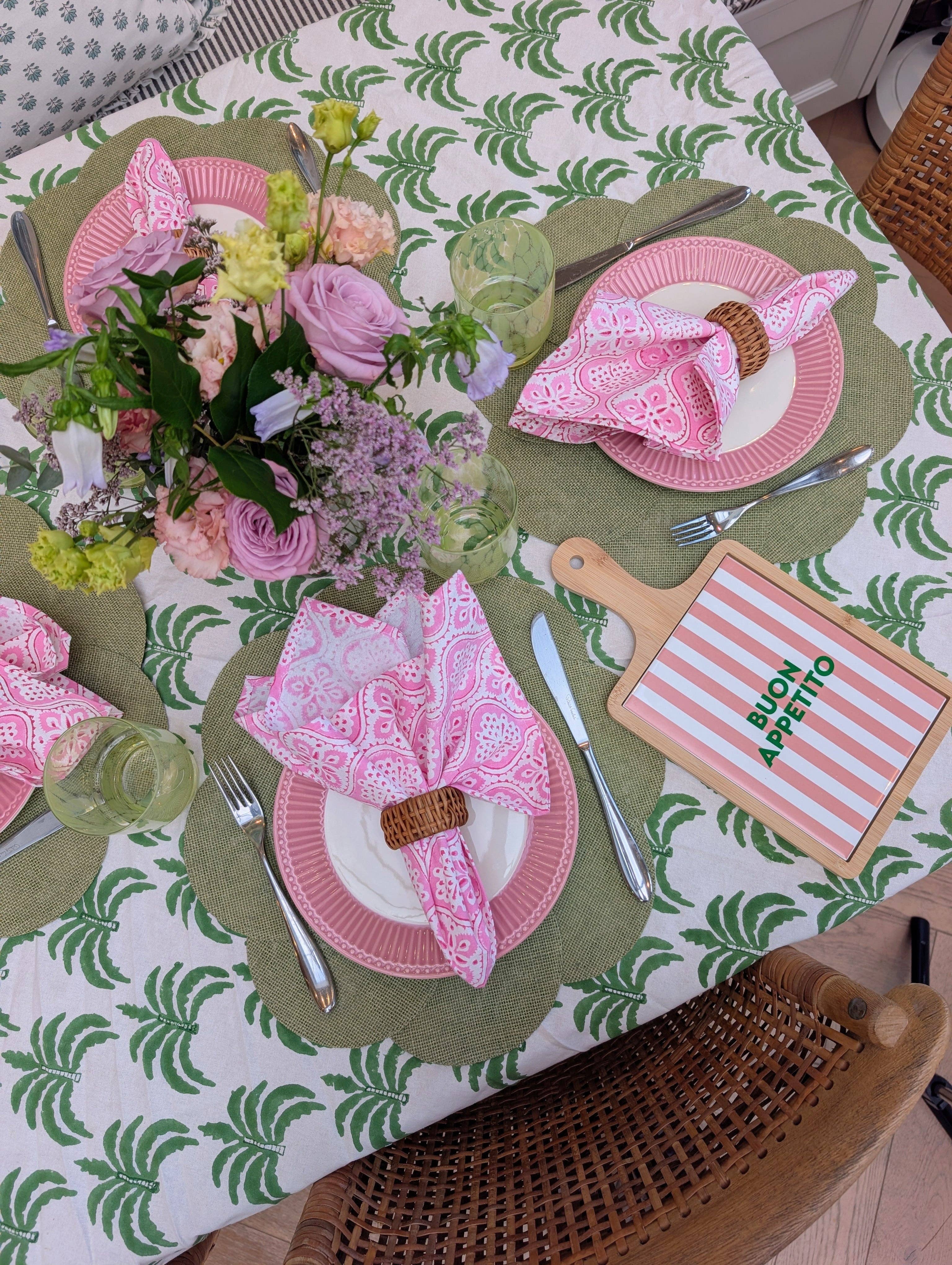 LNH EDIT - Vente Nappes - Nappe rectangle moderne motif palmier vert1