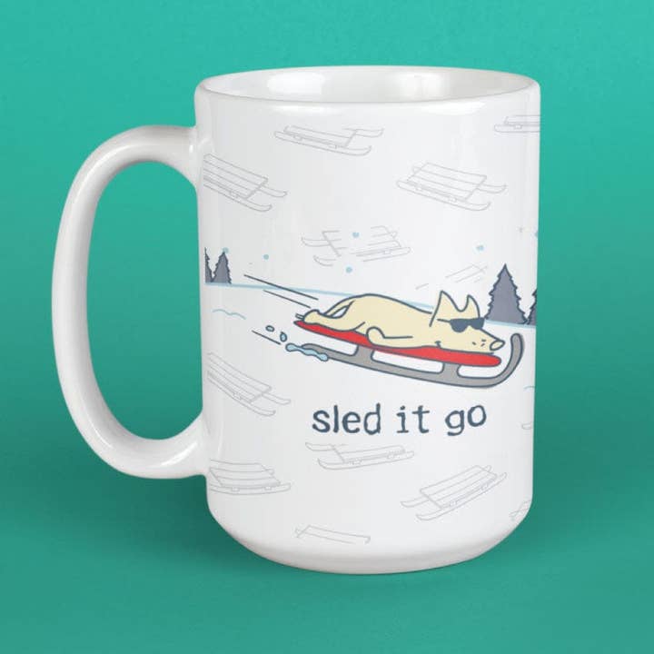 Sled It Go - Large Coffee Mug for wholesale by Teddy the Dog