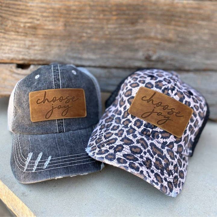 Choose Joy Leather Patch Hat for wholesale by Above All Designs