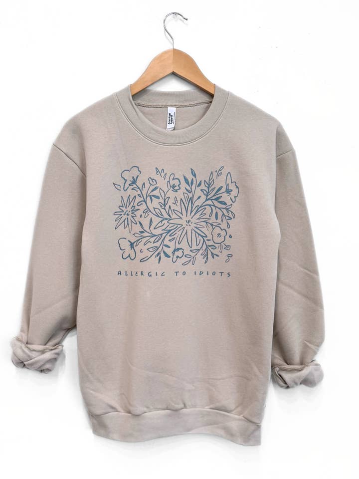 Allergic to Idiots Unisex Pullover - Bone for wholesale by Modern Pastime