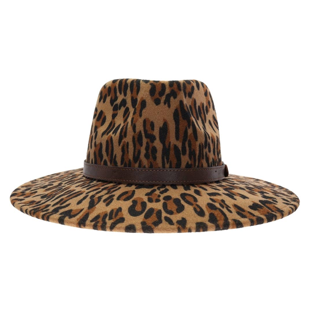 Leopard Vegan Fabric C.C Panama Hat WF6 for wholesale on Faire2