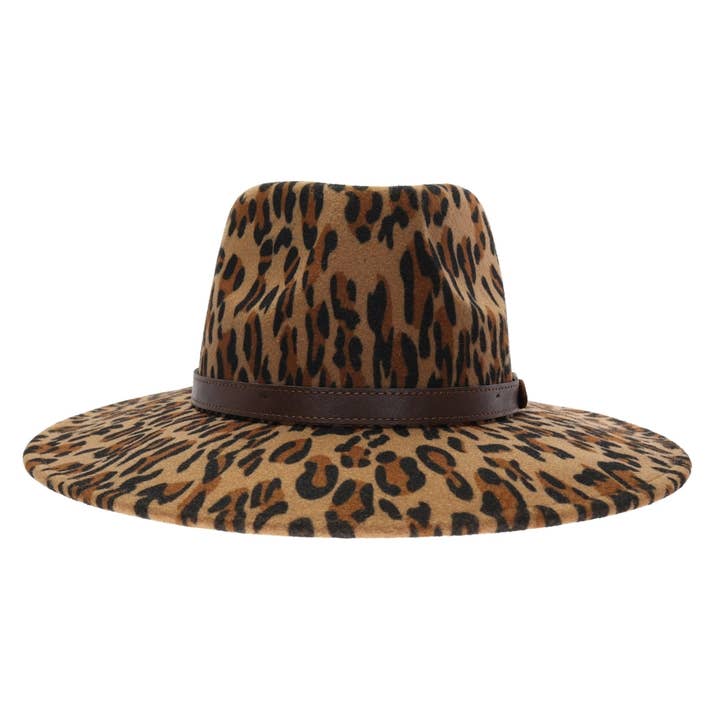Leopard Vegan Fabric C.C Panama Hat WF6 for wholesale on Faire2