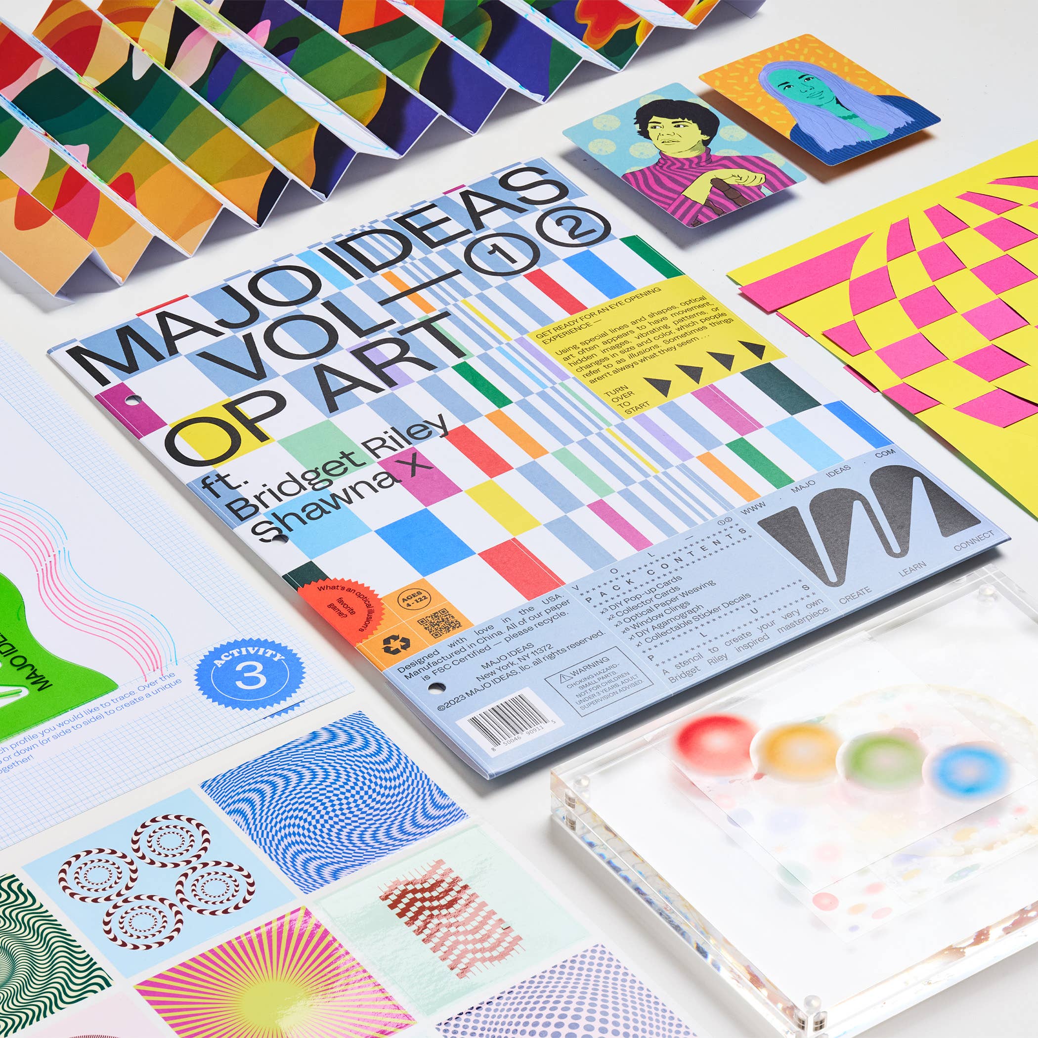 MAJO IDEAS – wholesale DIY craft kit – Child – VOL ①② — OP ART Sticker Based Art Pack1