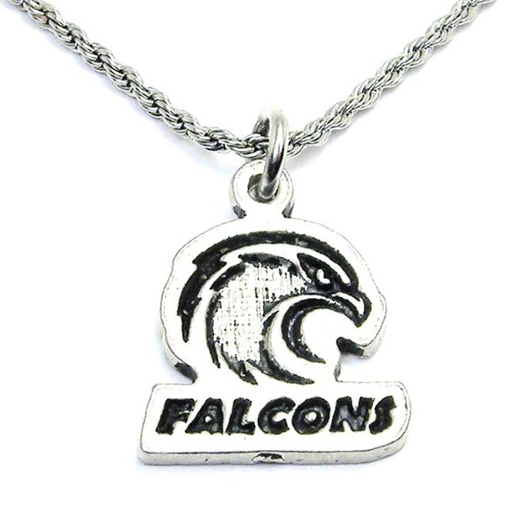 Falcons Mascot With Falcon Single Charm Necklace Sports Team for wholesale by Chubby Chico Charms
