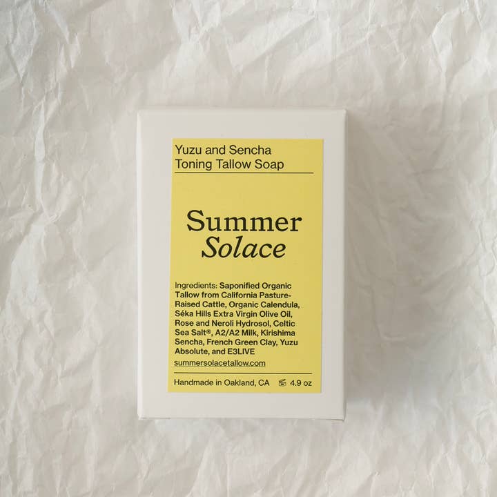 SUMMER SOLACE- Regenerative Tallow Beauty - Venta al por mayor Pastilla de jabón - Jabón Tonificante de Sebo con Yuzu y Té Sencha E3Live – 139 g9