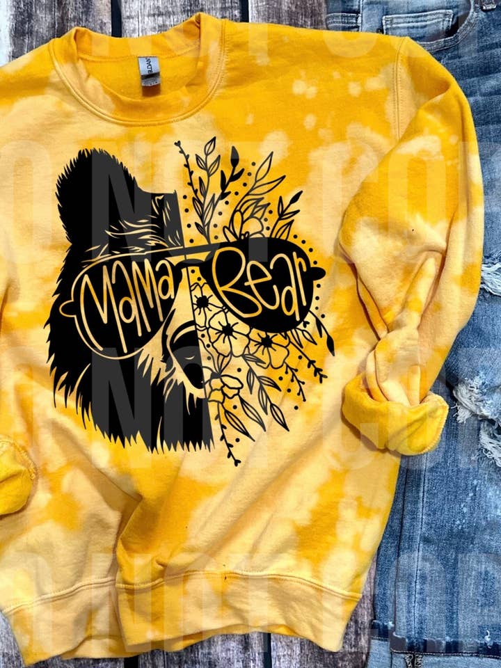 Mama Bear Acid Wash Crew for wholesale by Maddie & Mae Custom Apparel Wholesale