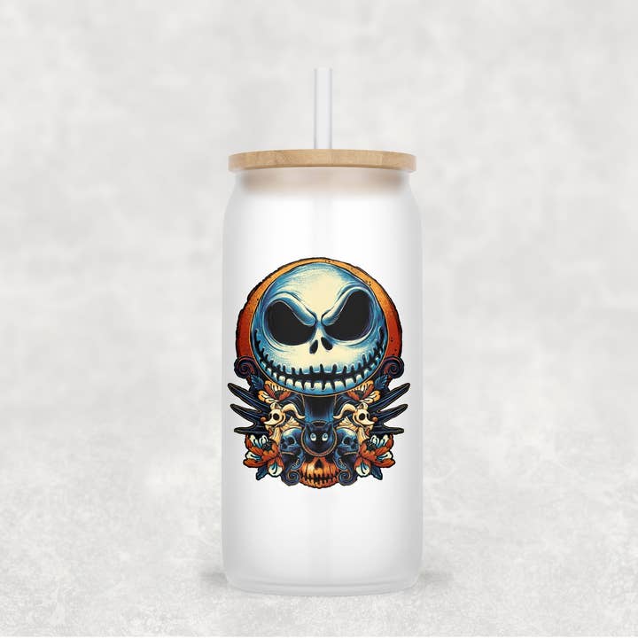 Main Villains Set 1 tasse en verre avec paille transparente et couvercle en bambou pour la vente par Smile Graphics and Design