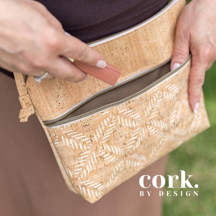 Cork By Design - Wholesale Crossbody Bag - Women's - Victoria Cork Crossbody Bag - Laser Cut Leaf2