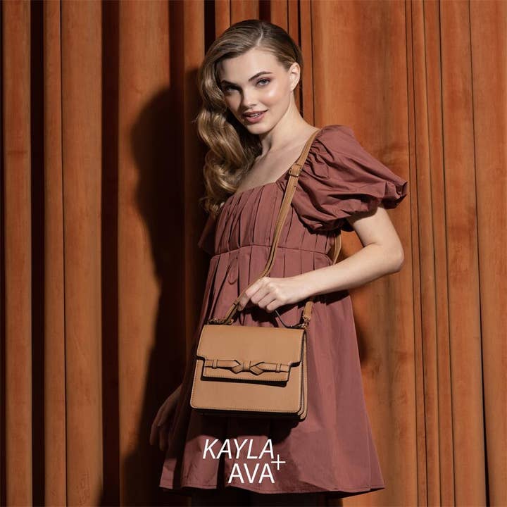 KAYLA+AVA - Wholesale Top Handle Bag - Women's - EDEN Square Top Handle Flap Crossbody with Bow
