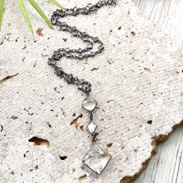 VB&CO Designs Handmade Jewelry - Wholesale Pendant/Charm Necklace - Crystal quartz rhombus boutique necklace salon jewelry spa
