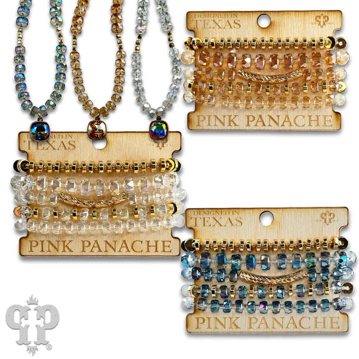 Pink Panache Brands - Wholesale Beaded Bracelet - Faceted heishi bead bracelet with twisted tube bead feature6