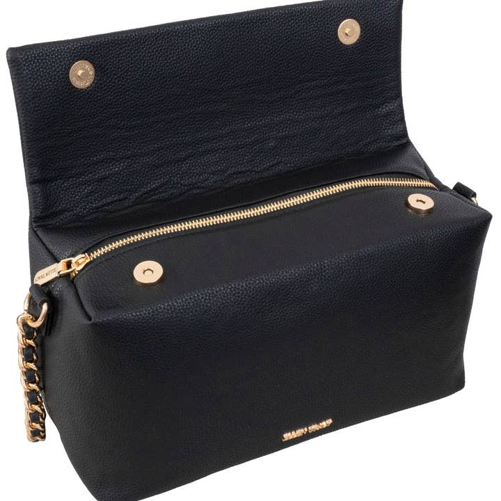 001-SCHWARZ Ellen Tracy Pebble Grain Umhängetasche mit Kettenverschluss für den Großhandel auf Faire1