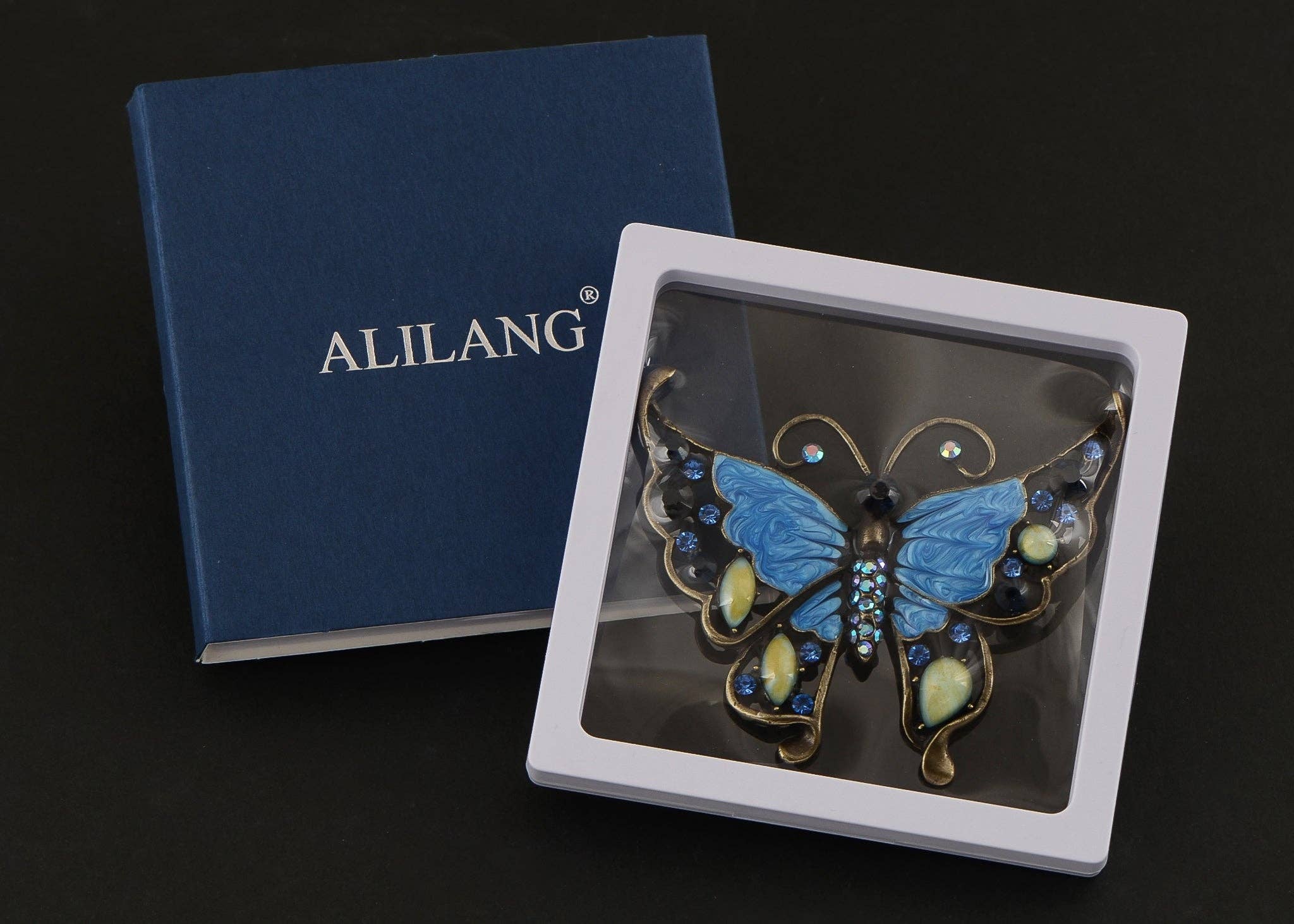 AK Brand - Wholesale Brooch - Antique Green Enamel Opal Butterfly Insect Brooch Pin20